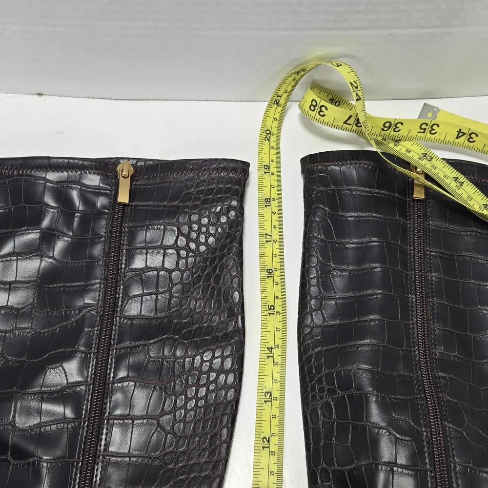 Franco Sarto Faux Leather Crocodile Alligator Mulberry Over Knee Boots Size 6